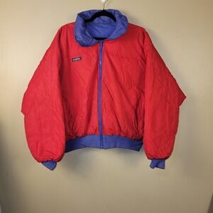 Vintage Columbia Jacket Mens XL Red Down Reversible Zip Bomber Ski Retro 90s